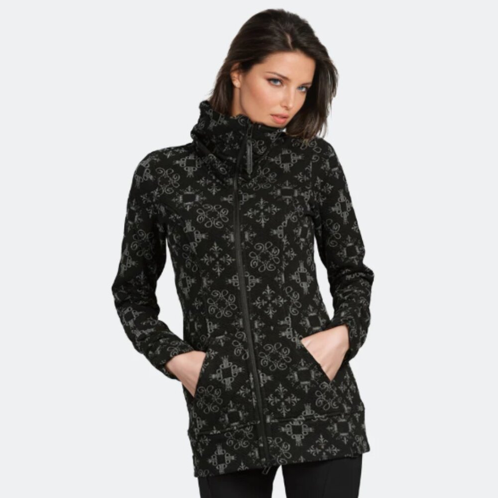 TONIA DEBELLIS Molly Jacket Zip Up Black Charcoal Patterned Size Small Stretch